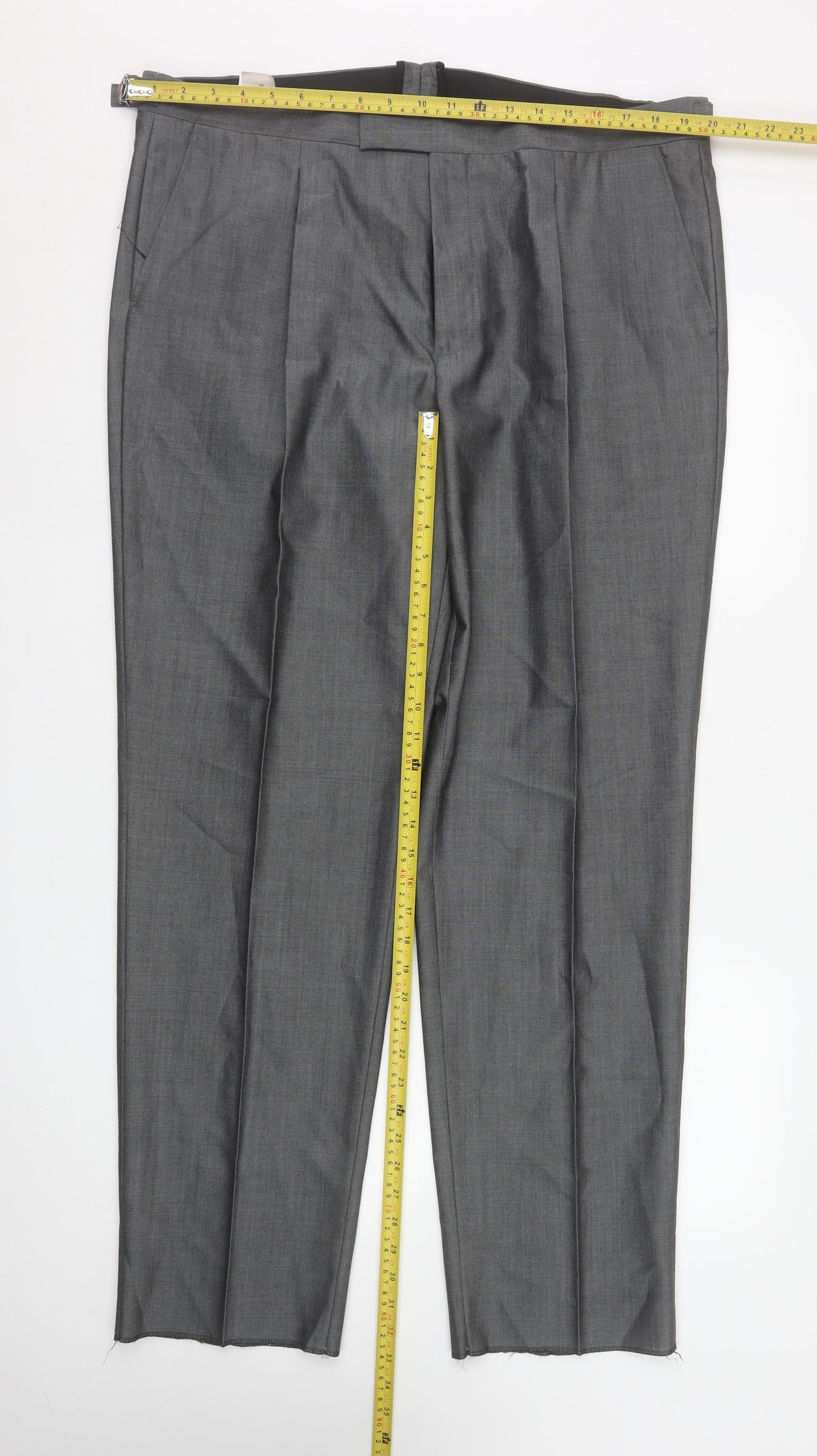 Torre Men's Grey Wool Blend Dress Pants 40R Classic Fit Pleated Trousers