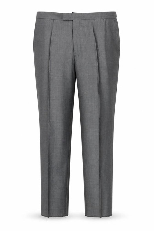 Torre Cerimonia Men's Grey 40S Pleated Formal Dress Trousers