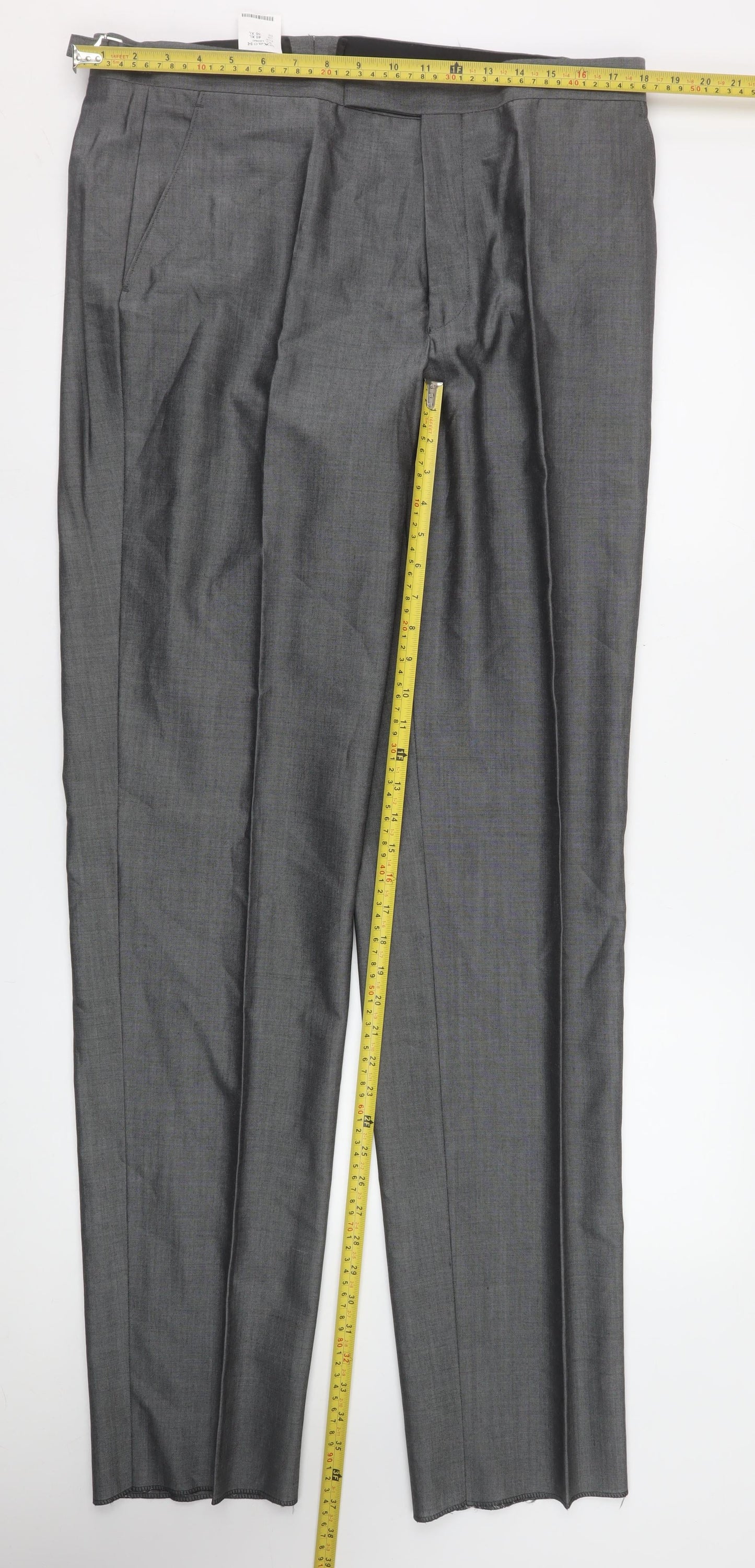 Torre Men Grey XL Formal Dress Pants Wool Mohair Blend Pleated Trousers