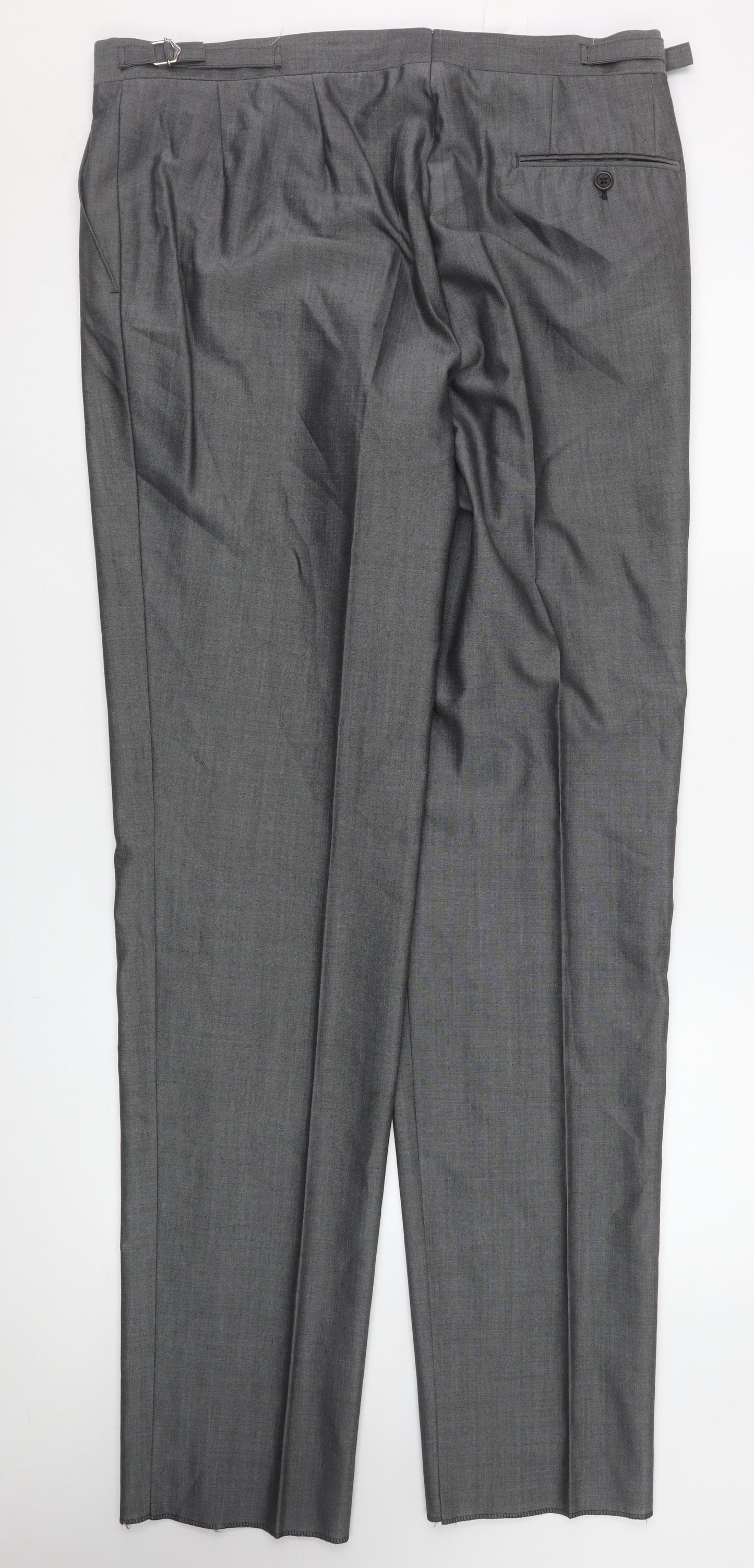 Torre Men Grey XL Formal Dress Pants Wool Mohair Blend Pleated Trousers