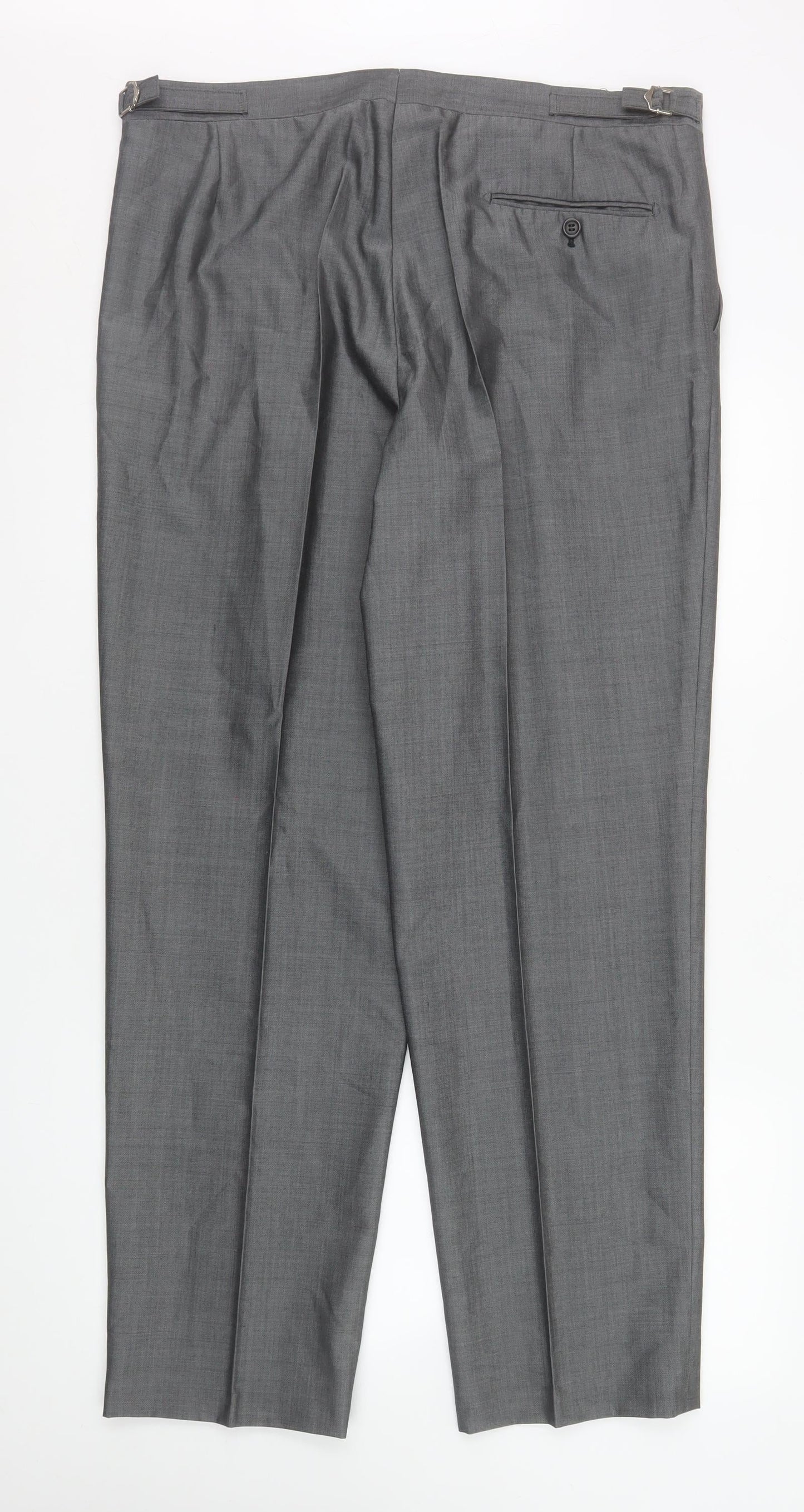 Torre Men's Grey 38R Wool Blend Pleated Formal Dress Trousers