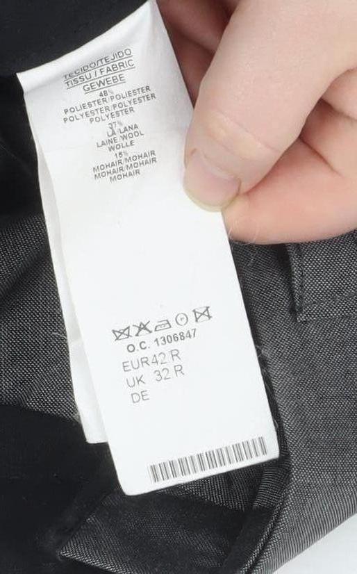 Torre Mens Grey 32R Wool Blend Pleated Formal Dress Trousers