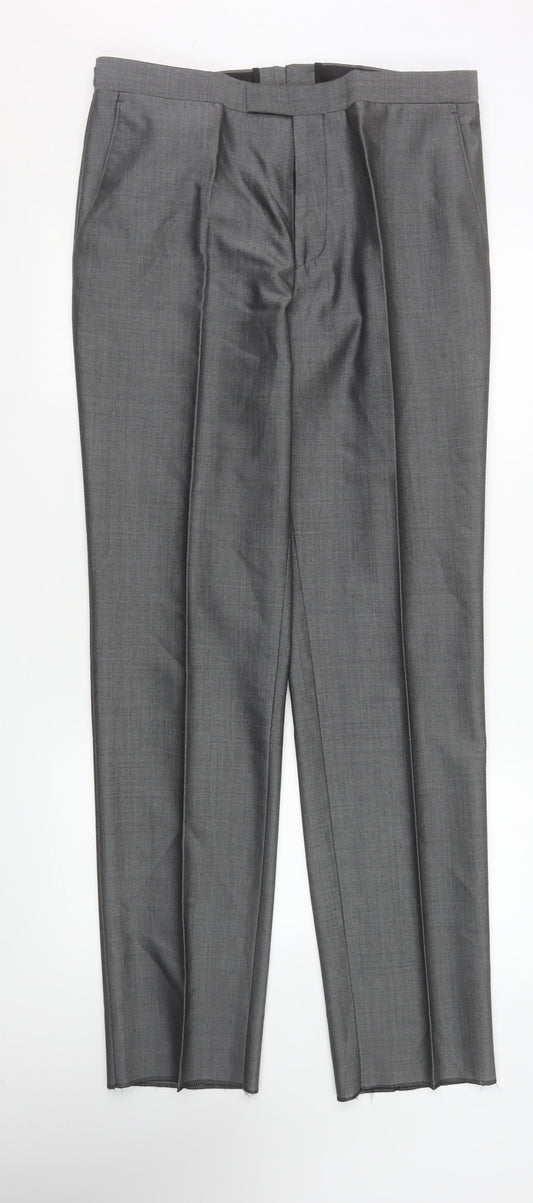 Torre Formal Wear Men's Grey 34L Pleated Dress Trousers