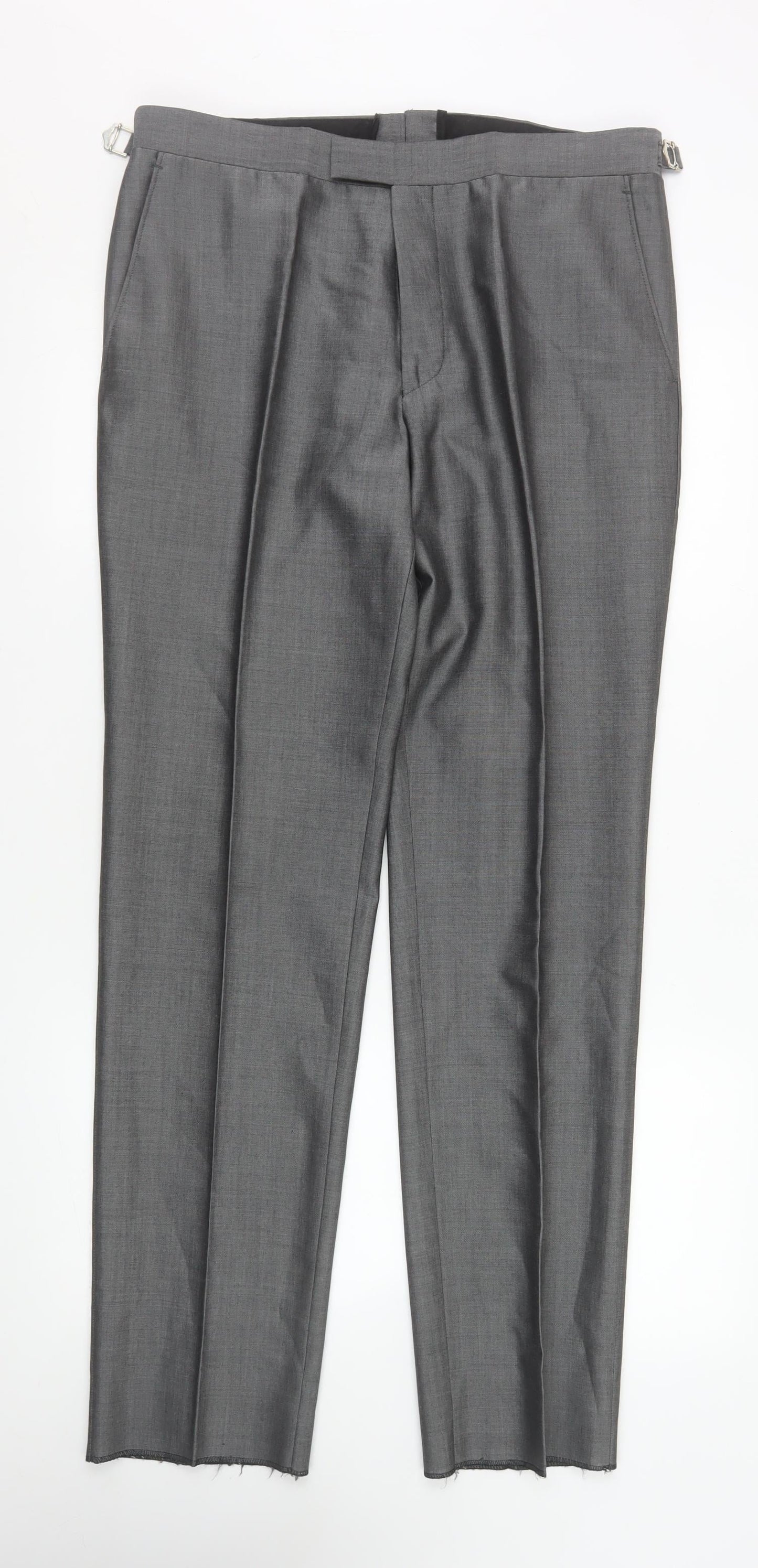 Torre Men’s Grey Formal Dress Trousers 34R Wool Mohair Blend