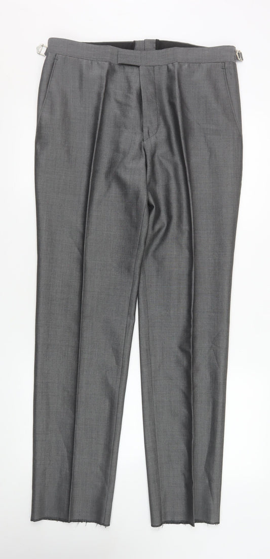 Torre Men’s Grey Formal Dress Trousers 34R Wool Mohair Blend