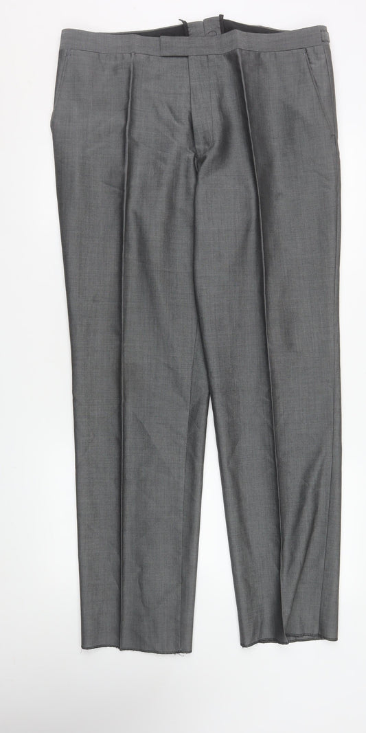 Torre Men’s Grey Wool Blend Pleated Dress Trousers 38R Formal Wedding