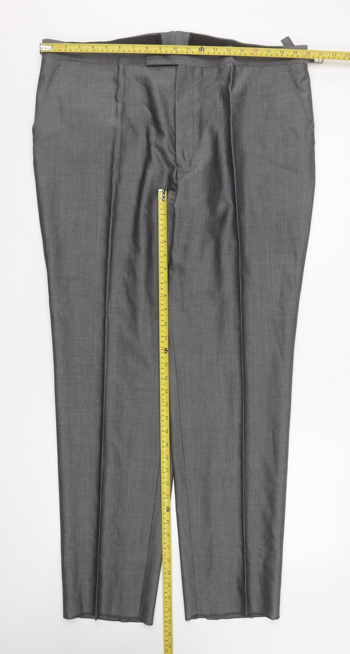 Torre Cerimonia Men's Grey 42R Formal Dress Trousers Wool Blend
