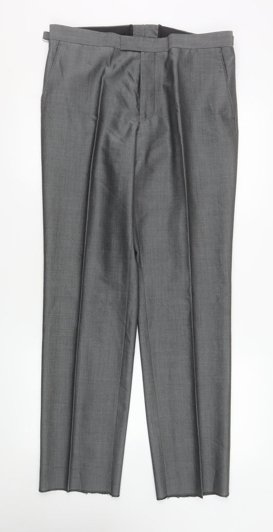 Torre Cerimonia Men's Grey 34R Dress Pants Wool Mohair Blend Formal Trousers