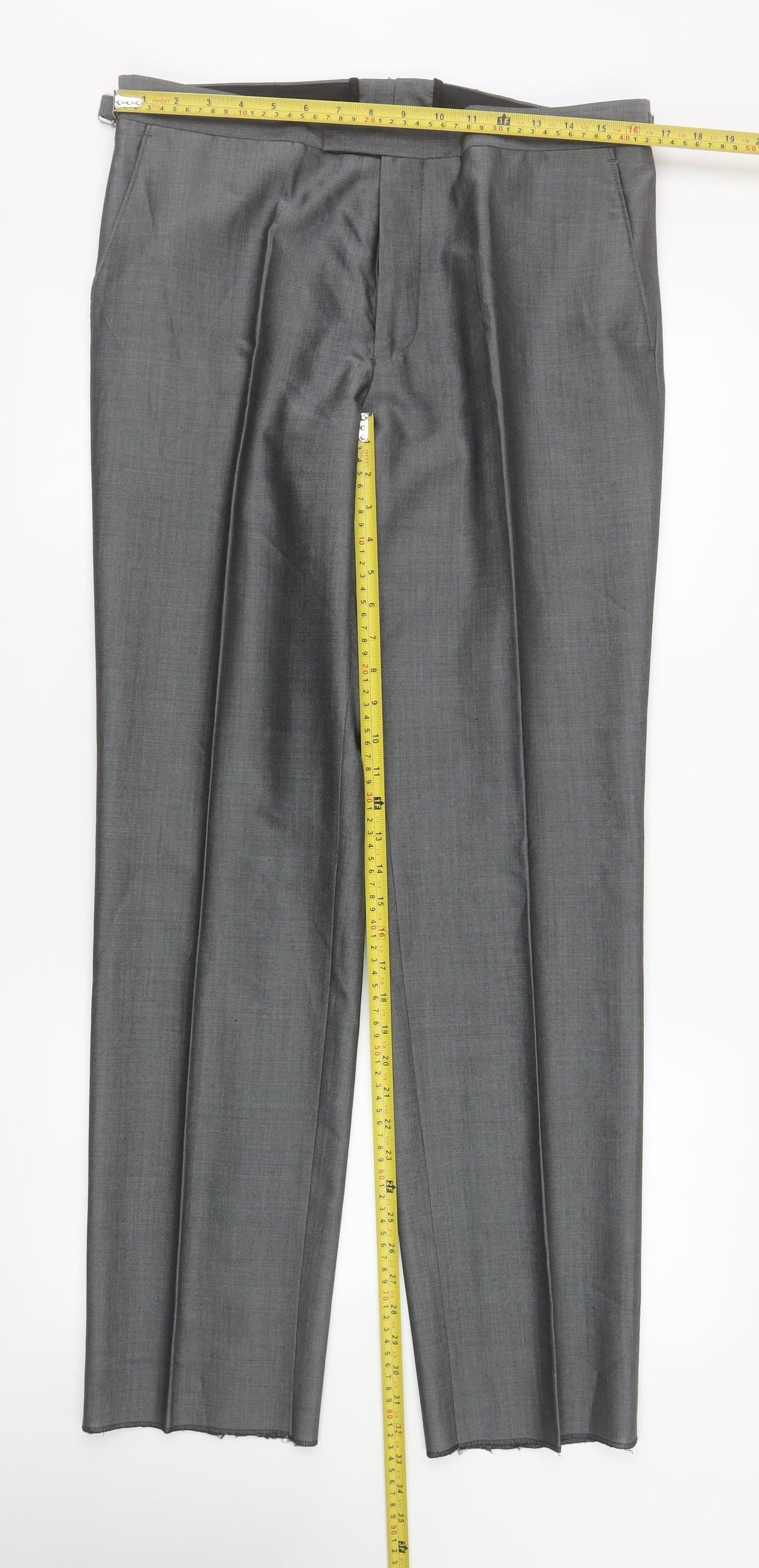 Torre Cerimonia Men's Grey 34R Dress Pants Wool Mohair Blend Formal Trousers