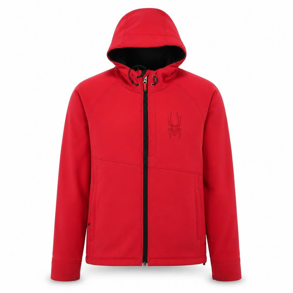Spyder Men's Red Softshell Hooded Jacket Size S Water Resistant Windproof