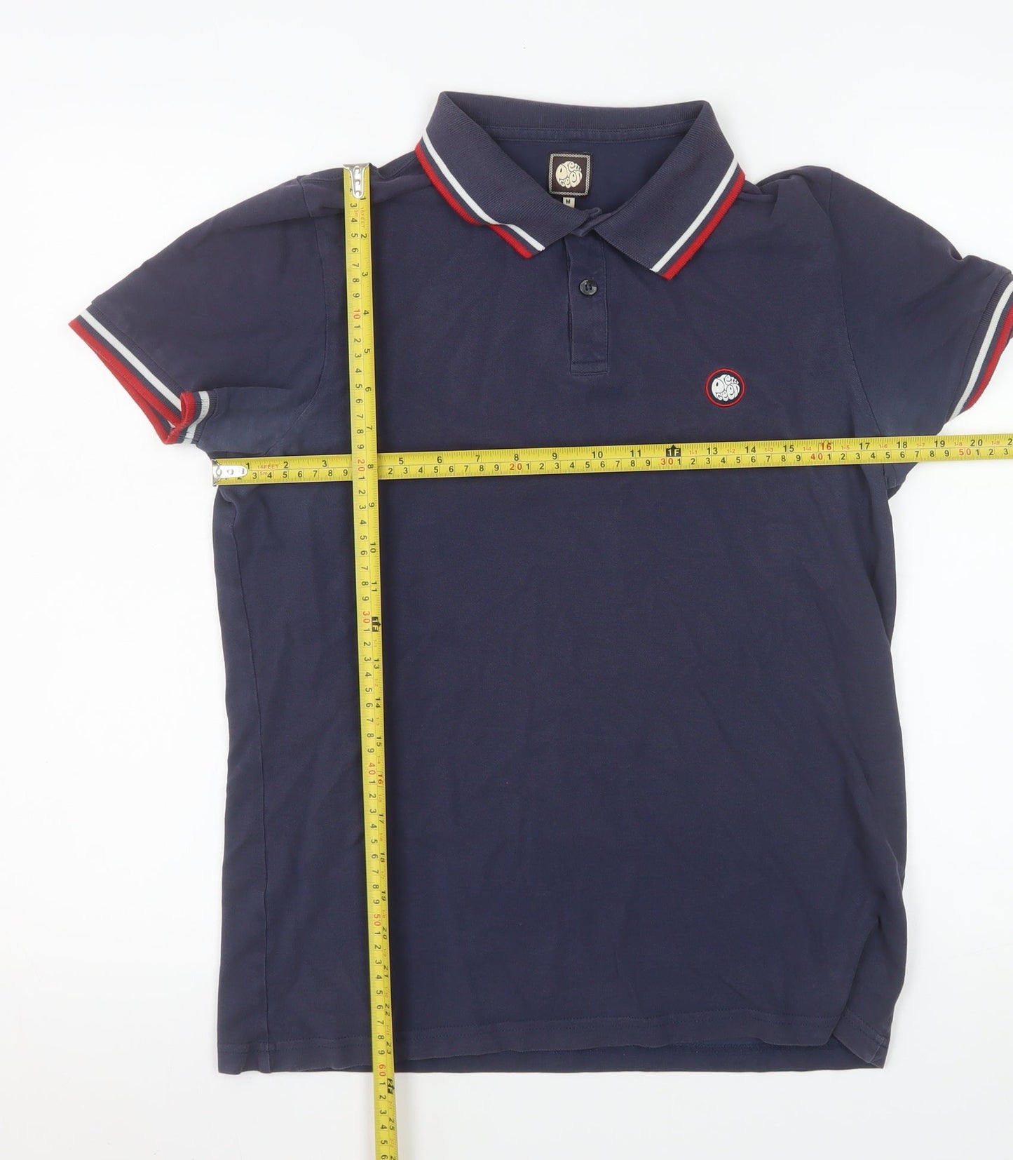 Pretty Green Men's Blue Cotton Polo Shirt Size M Short Sleeve