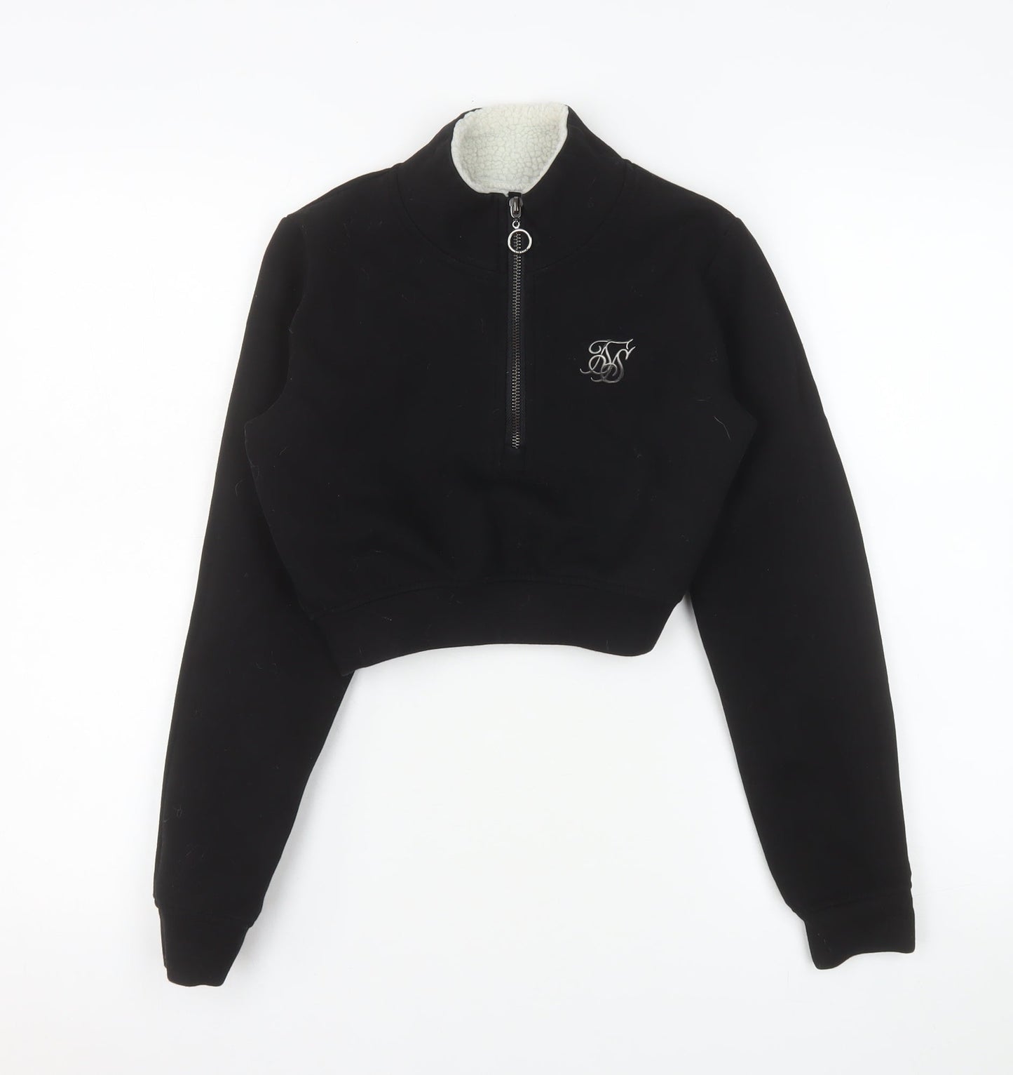 SikSilk Women's Black 1/4 Zip Cropped Sweatshirt Size 6