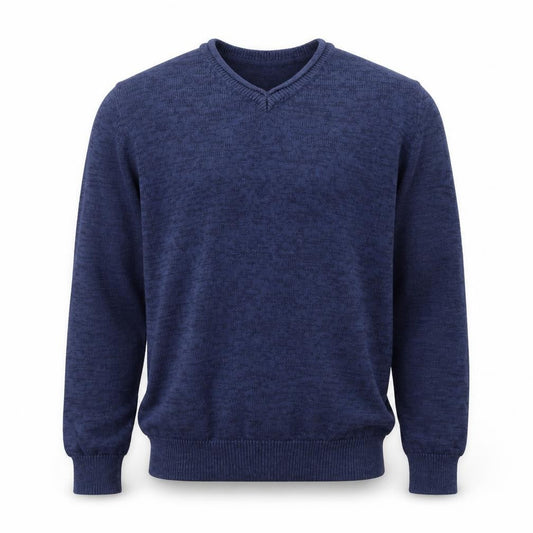 James Pringle Men's Blue Cotton V-Neck Jumper Size M