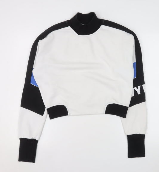 Ivy Park Women's White Black Blue Colourblock Mock Neck Sweatshirt Size S