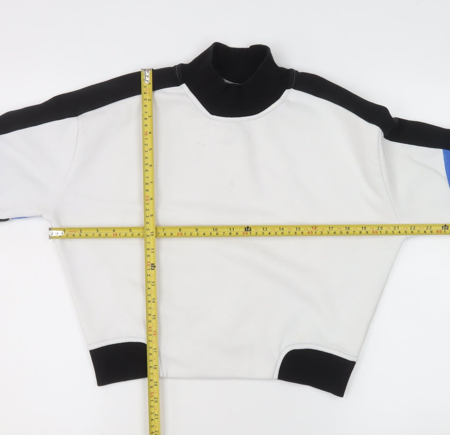 Ivy Park Women's White Black Blue Colourblock Mock Neck Sweatshirt Size S