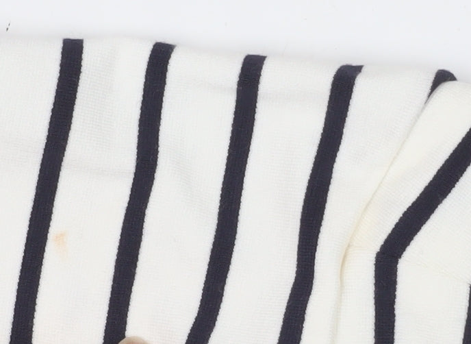 Jasper Conran Women's White Striped V-Neck Jersey T-Shirt Size 20