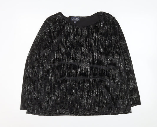 Saloos Women’s Black Glitter Velvet Tunic Blouse Size 20 Long Sleeve