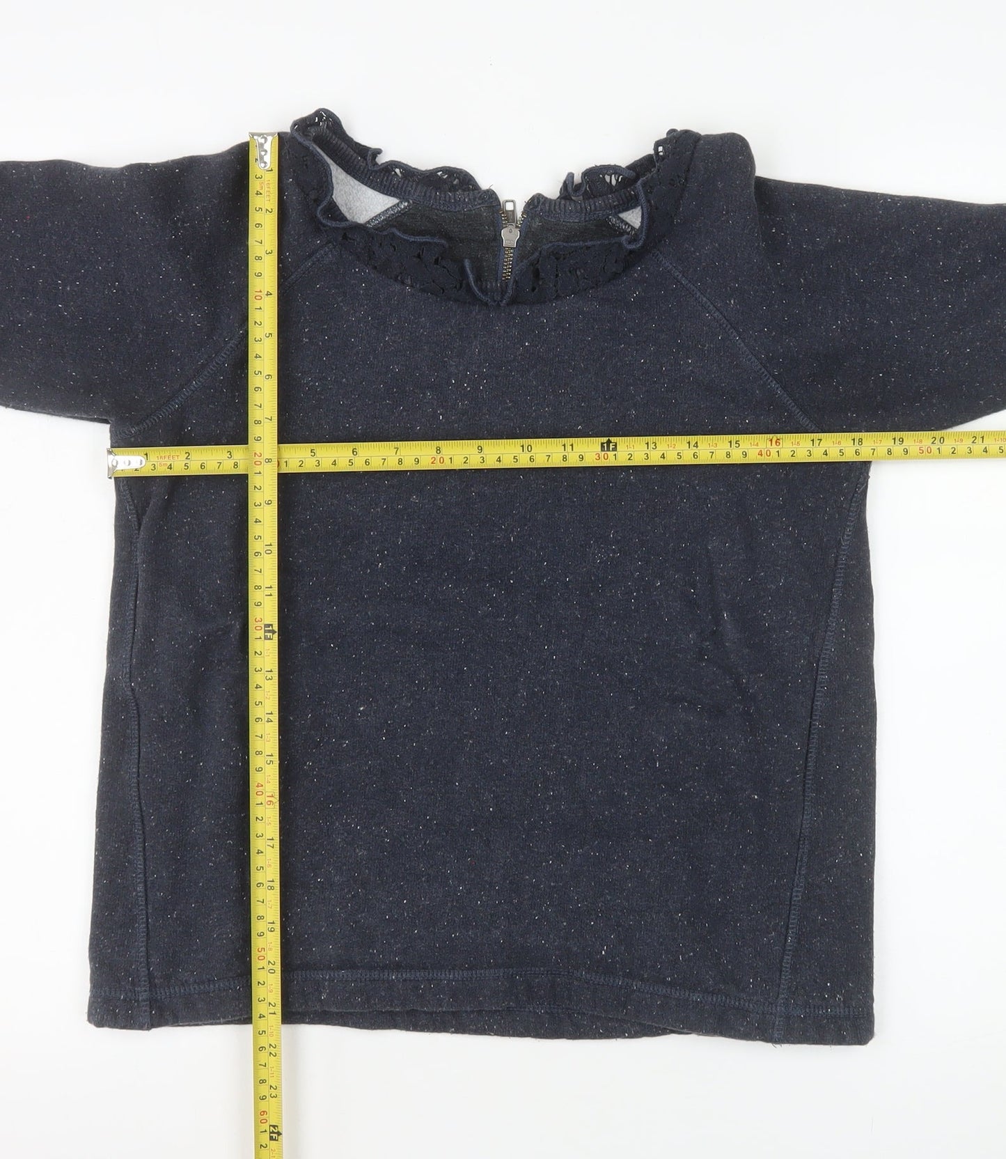 Luperdry Womens Navy Blue Lace Neck Long Sleeve Sweatshirt Size M
