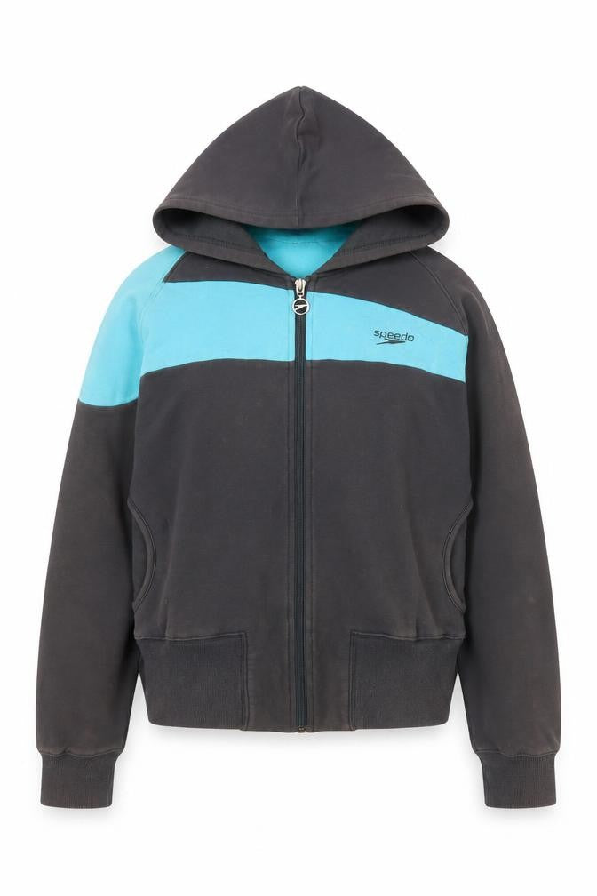 Speedo Women's Grey & Aqua Hooded Full Zip Jacket Size 12