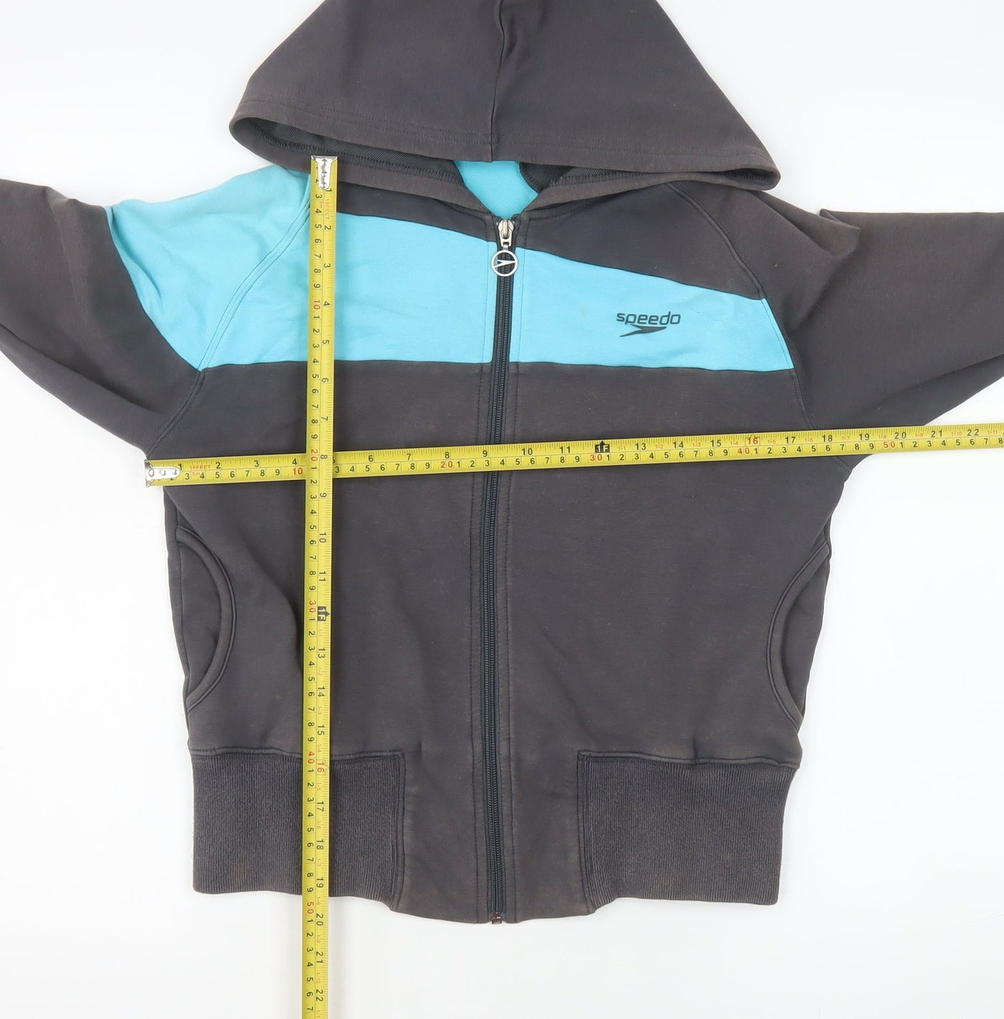 Speedo Women's Grey & Aqua Hooded Full Zip Jacket Size 12