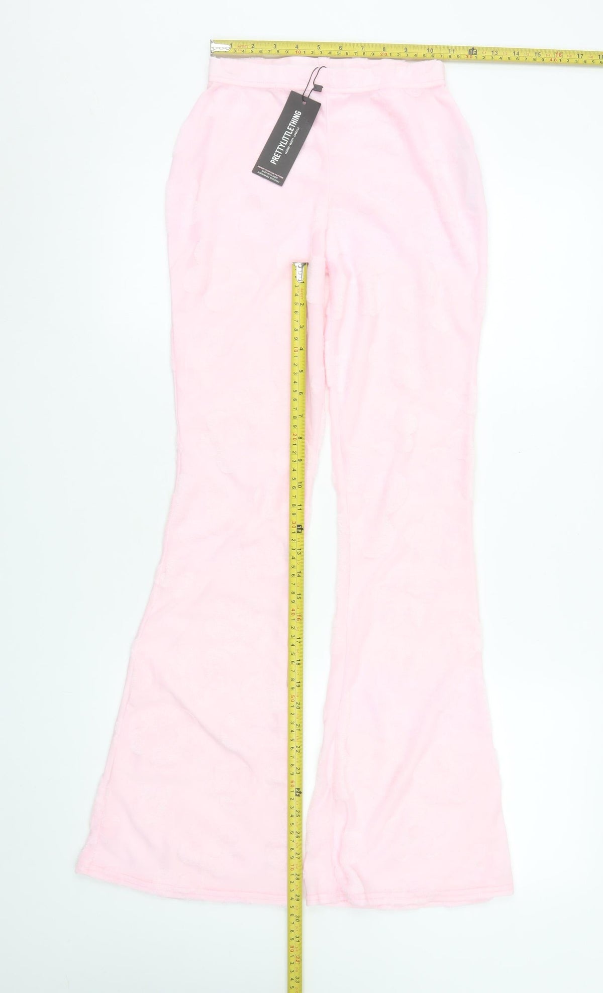 PrettyLittleThing Women Pink Flared Velour Trousers Size 2XS
