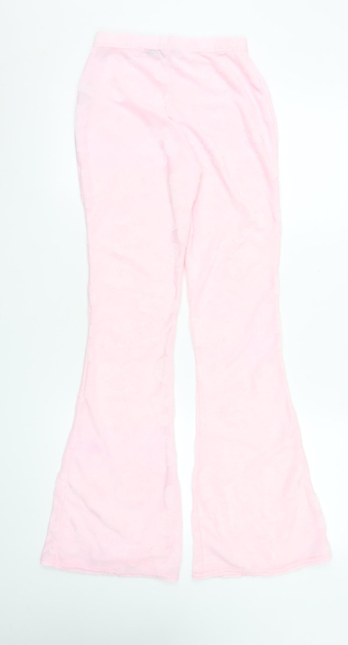 PrettyLittleThing Women Pink Flared Velour Trousers Size 2XS