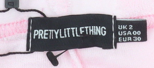 PrettyLittleThing Women Pink Flared Velour Trousers Size 2XS