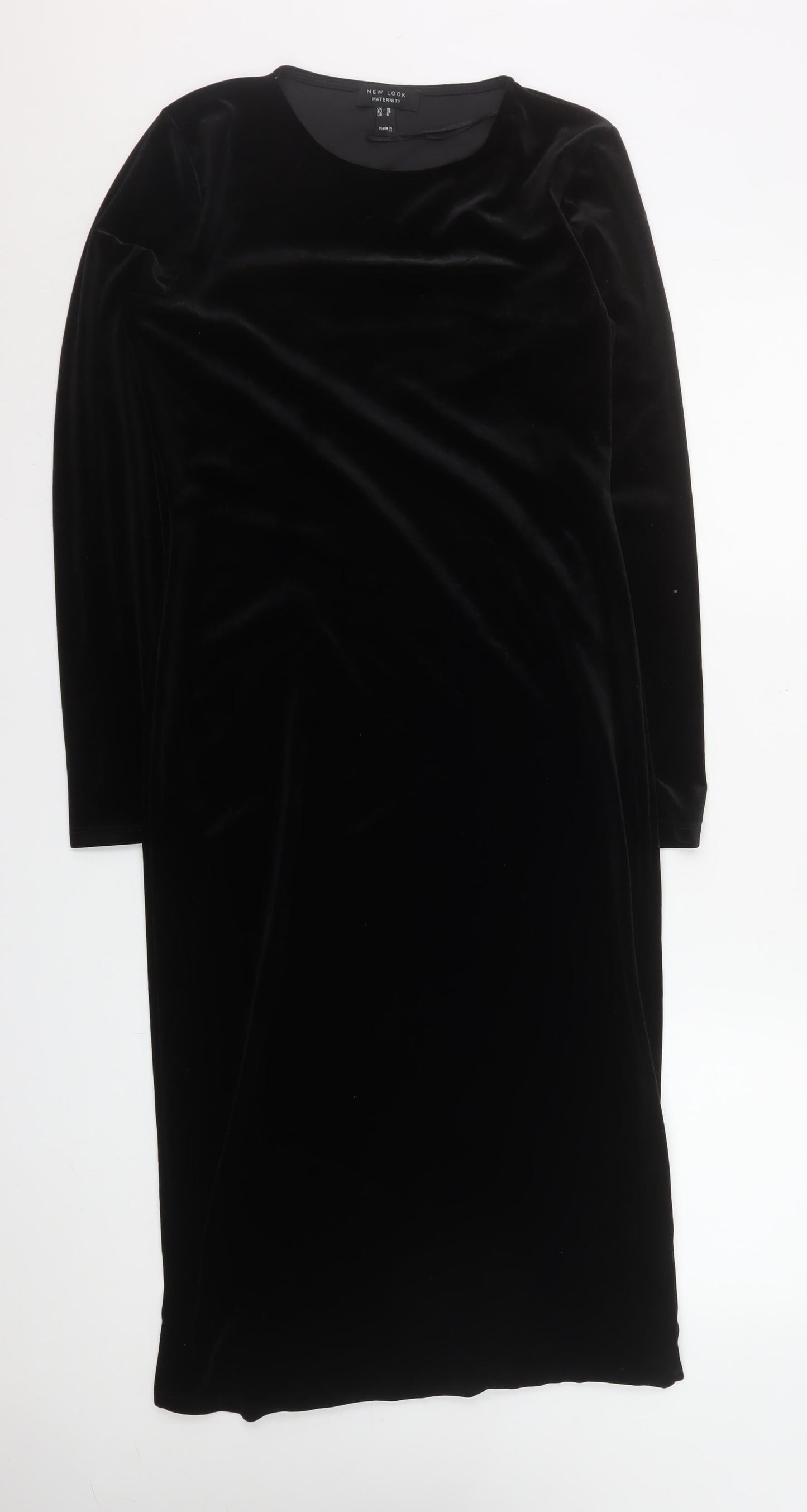New Look Women Black Maternity Size 10 Velvet Bodycon Dress