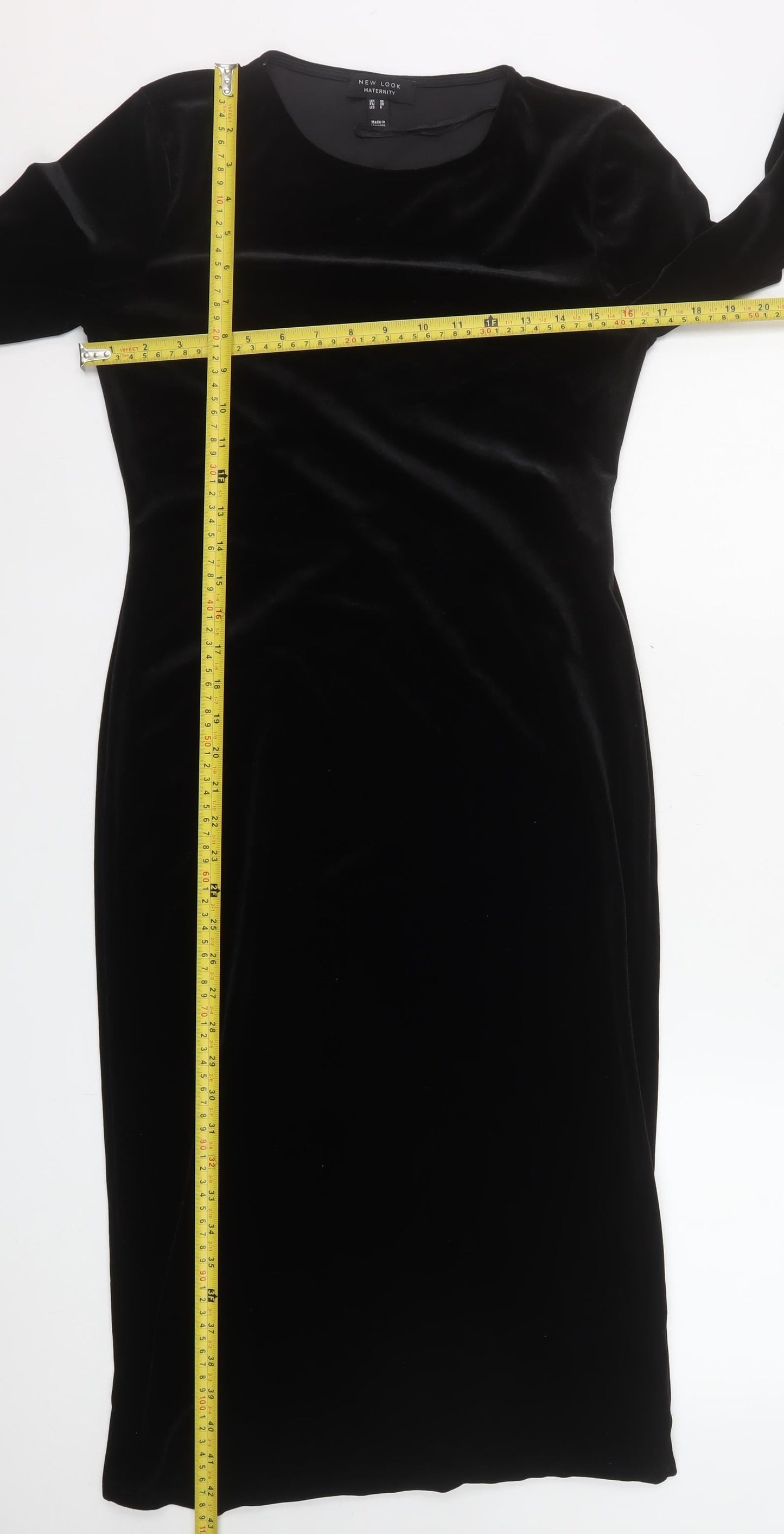 New Look Women Black Maternity Size 10 Velvet Bodycon Dress