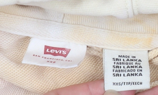 Levi's Women's Beige Hooded Pullover Sweatshirt XXS Cotton Logo
