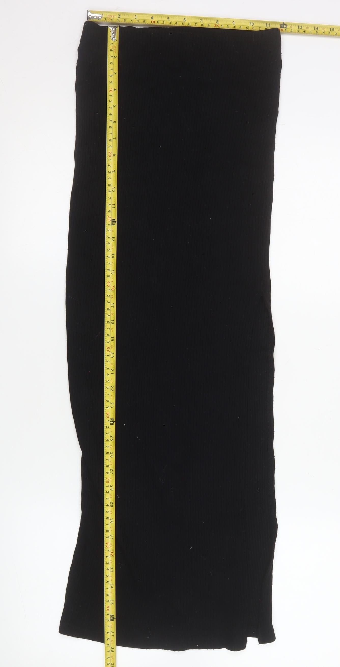 Bershka Women’s Black Midi Pencil Skirt XS Cotton Stretch