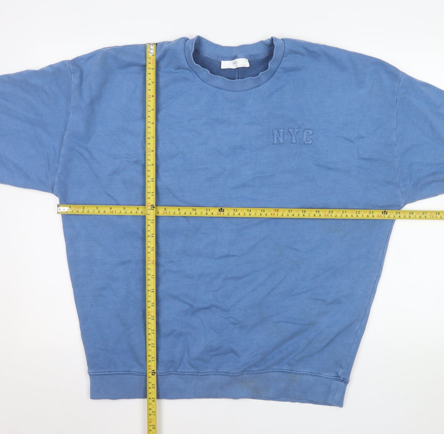Marks and Spencer Men's Blue NYC Crew Neck Sweatshirt Size S