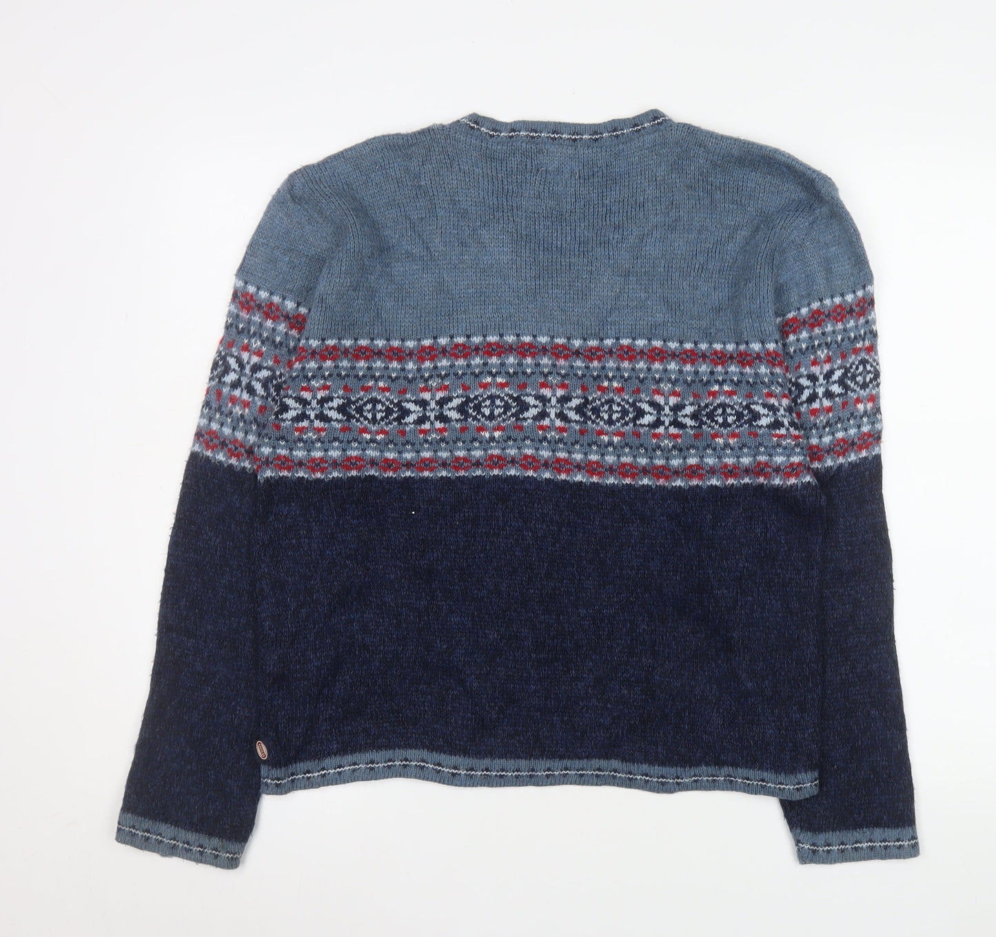 Route 66 Men's Blue Fair Isle V-Neck Acrylic Pullover Jumper XL