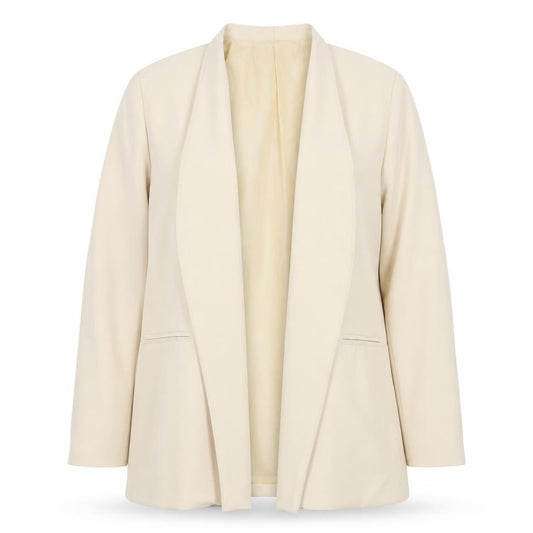 Boohoo Womens Beige Shawl Lapel Long Sleeve Blazer Jacket UK 18