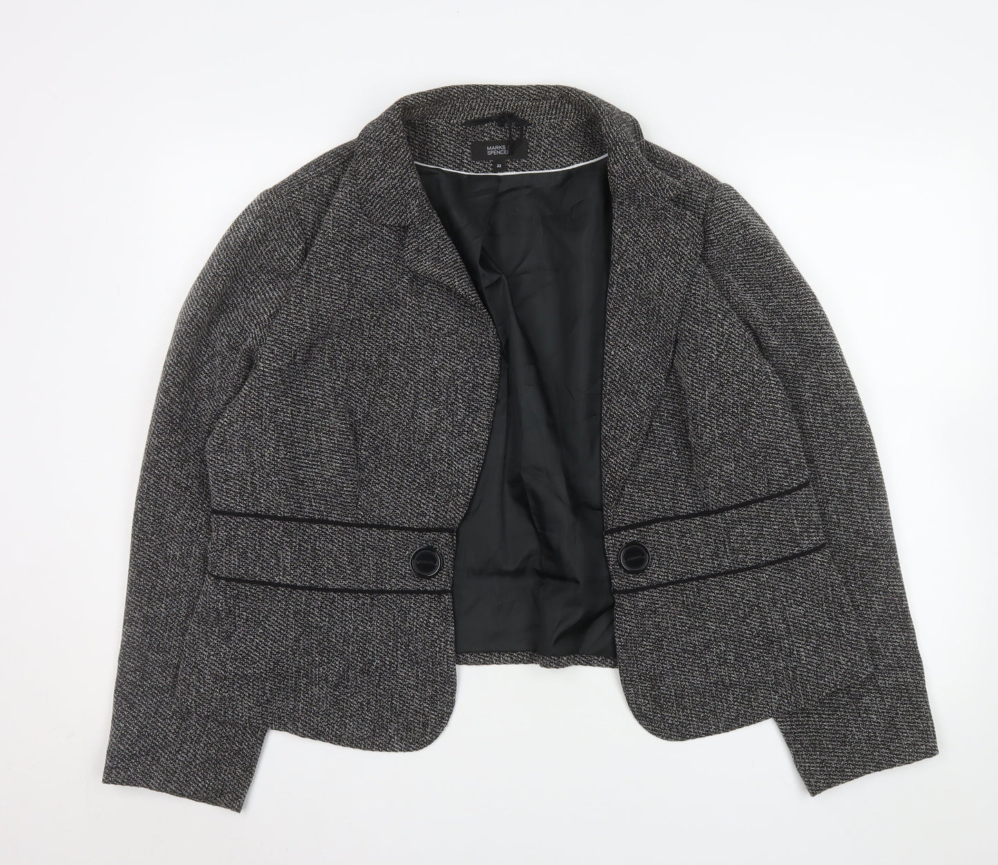 Marks and Spencer Women’s Grey Herringbone Blazer Size 22 Tailored Jacket