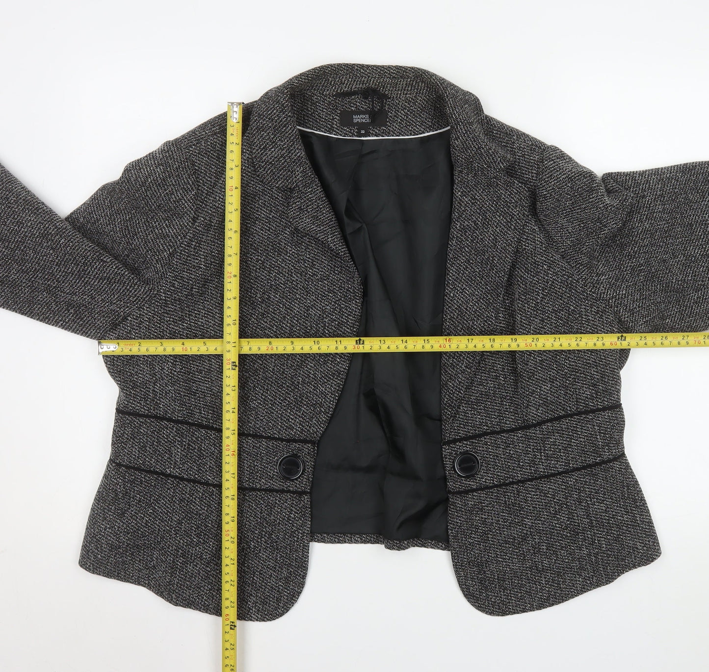 Marks and Spencer Women’s Grey Herringbone Blazer Size 22 Tailored Jacket