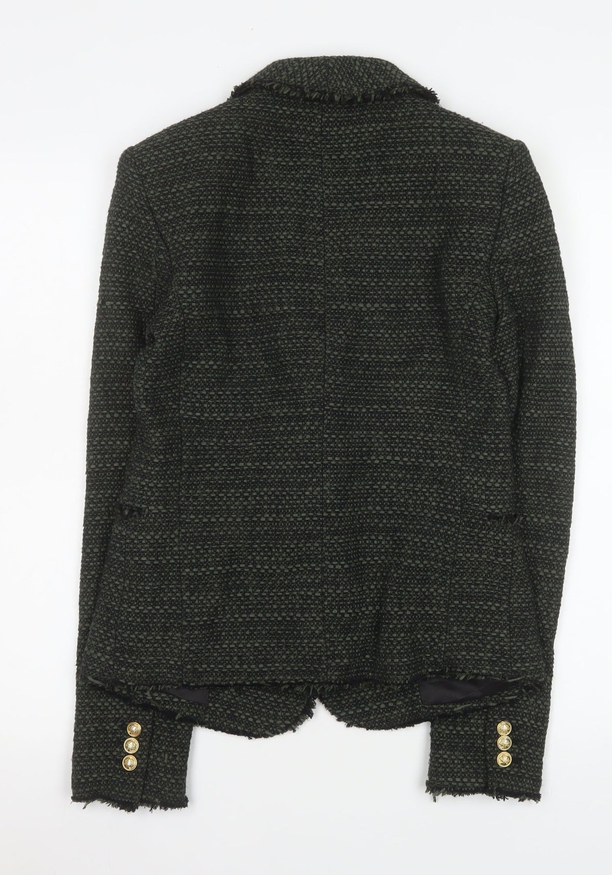 Zara Woman Black Wool Blend Bouclé Blazer Jacket UK 8 Single Breasted