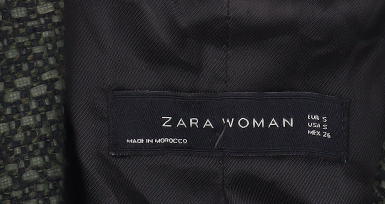 Zara Woman Black Wool Blend Bouclé Blazer Jacket UK 8 Single Breasted