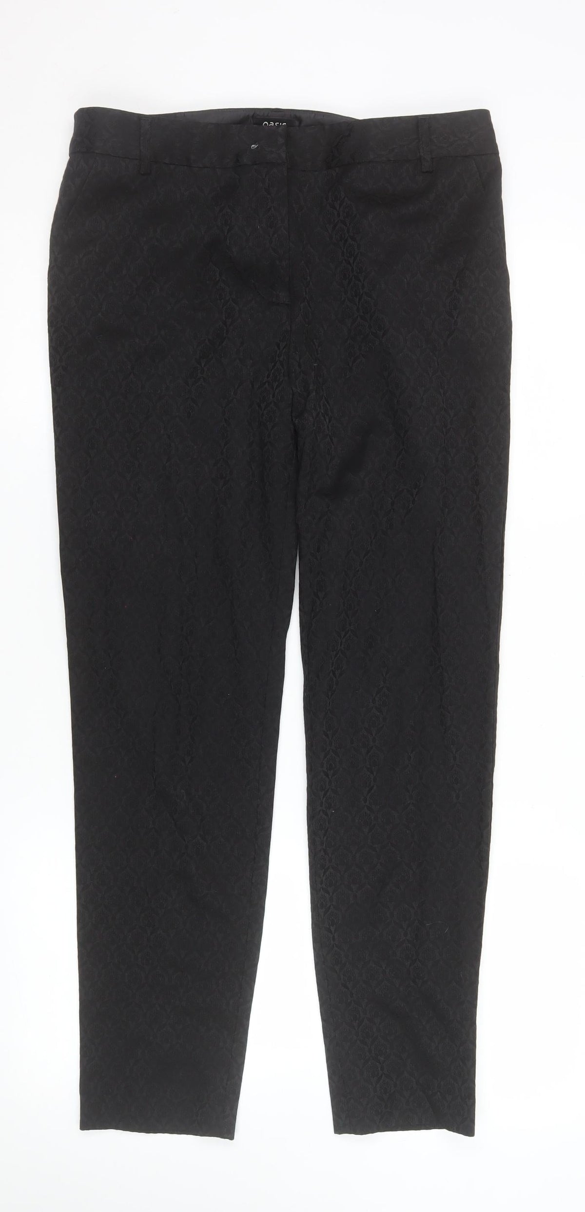Oasis Womens Black Jacquard Slim Trousers Size 12