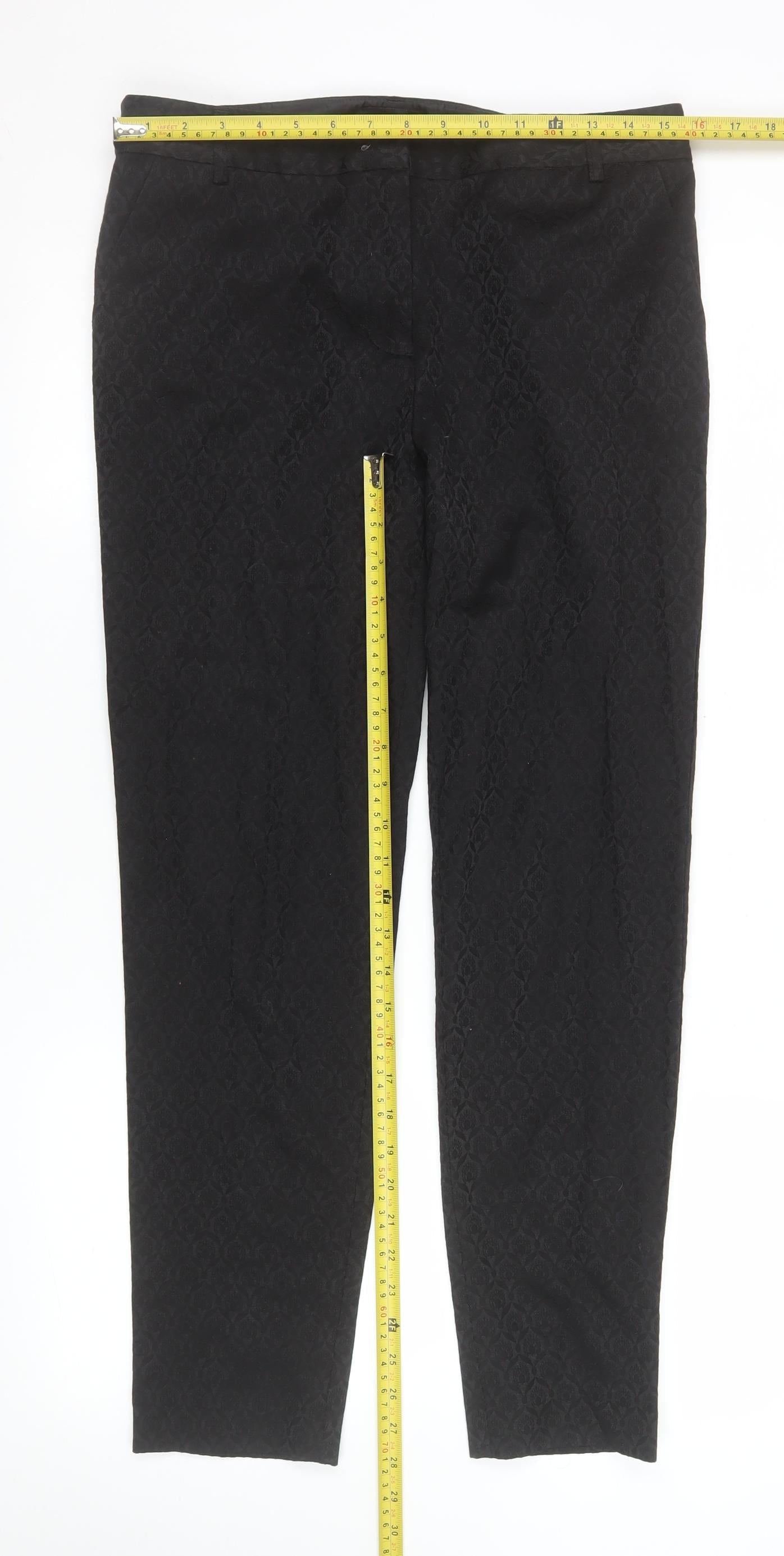 Oasis Womens Black Jacquard Slim Trousers Size 12