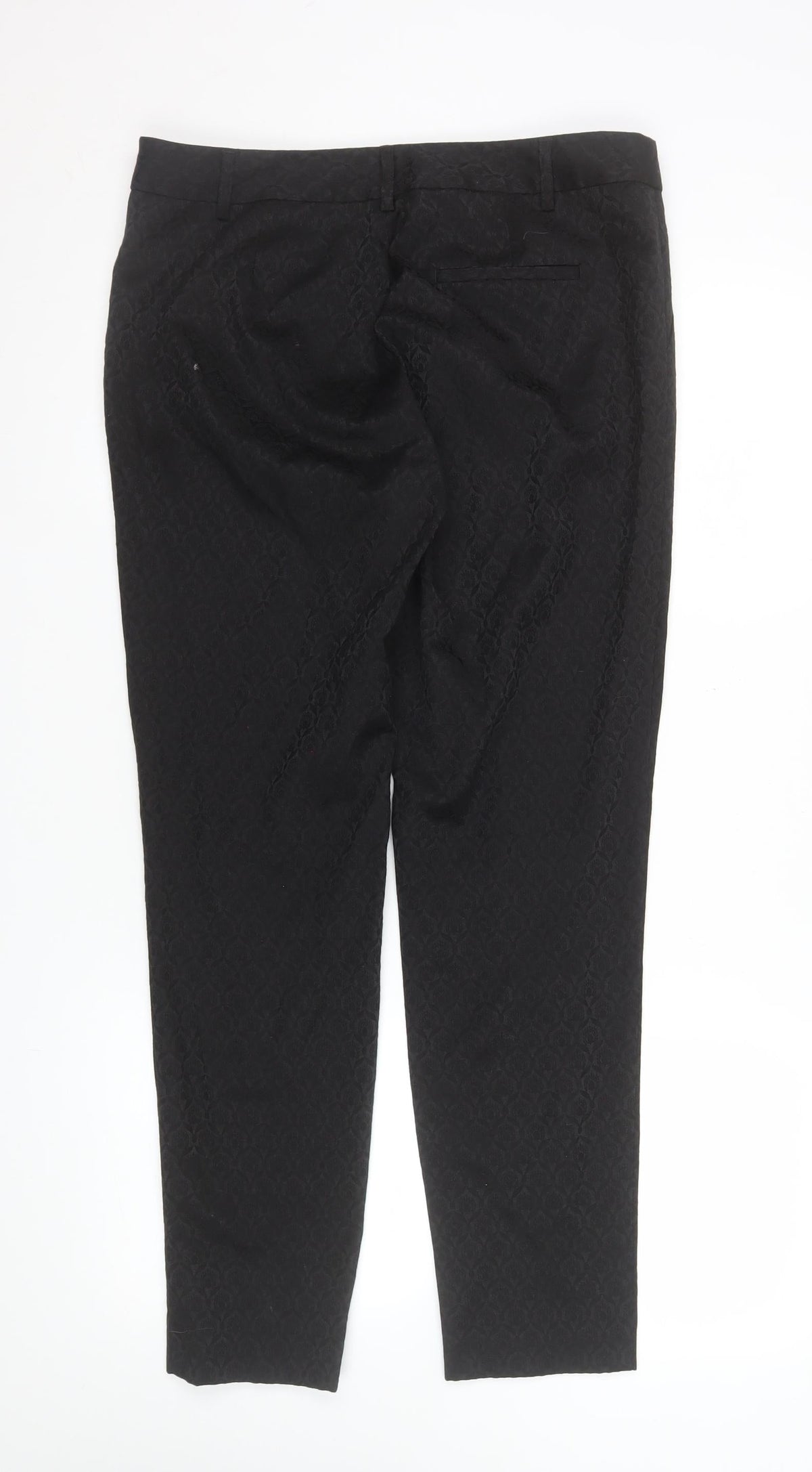 Oasis Womens Black Jacquard Slim Trousers Size 12