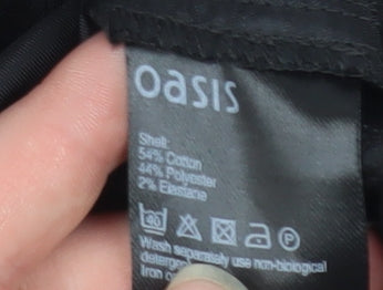 Oasis Womens Black Jacquard Slim Trousers Size 12