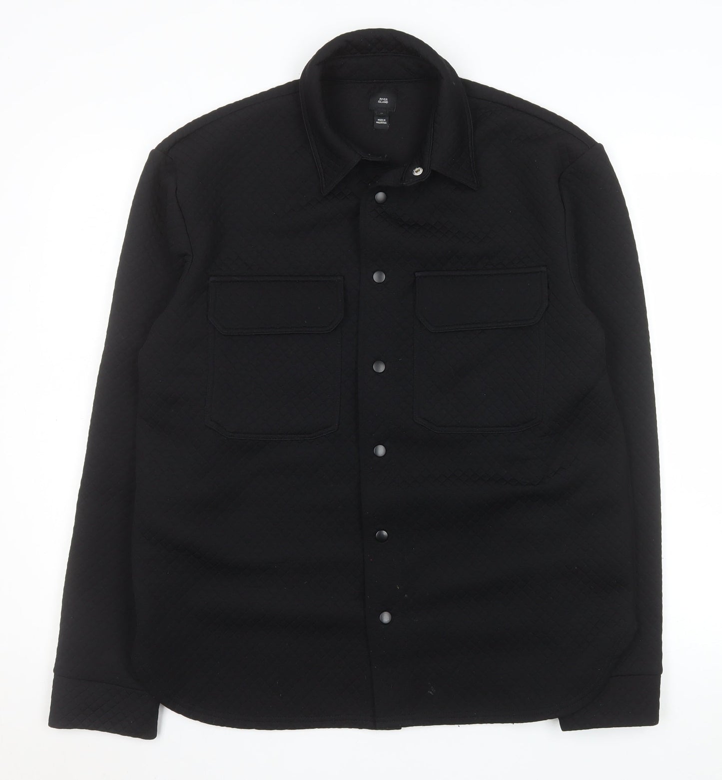 River Island Men's Black Quilted Basic Jacket Size M Regular Fit