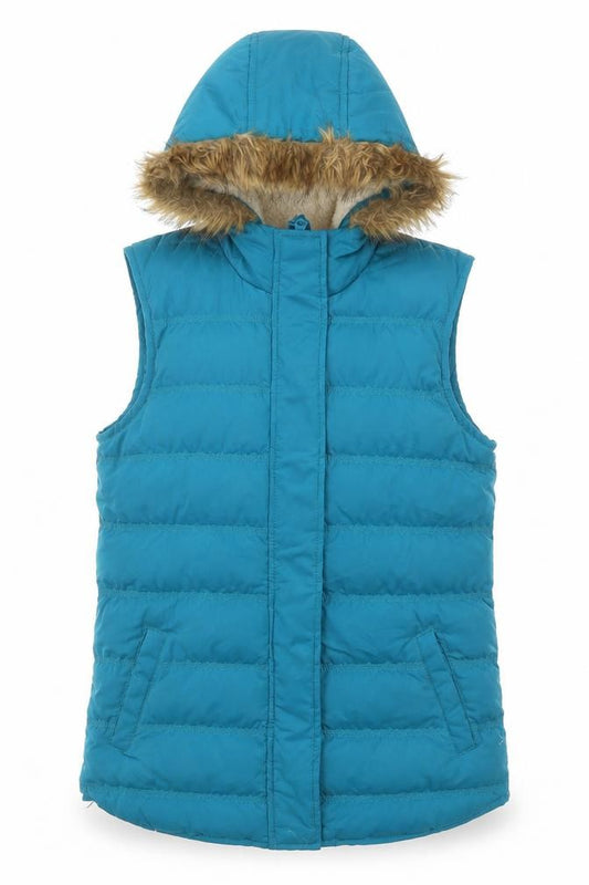 Mountain Warehouse Women’s Blue Hooded Puffer Waistcoat UK 10