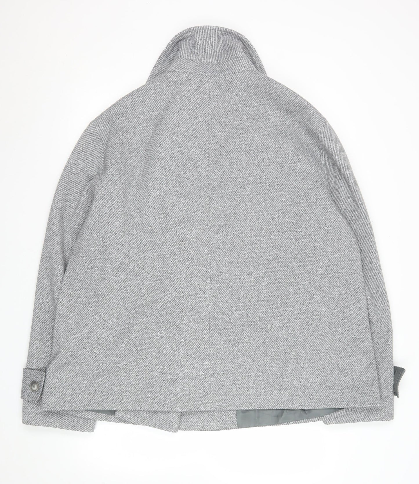 ASOS DESIGN Women’s Grey Pea Coat Short Herringbone L