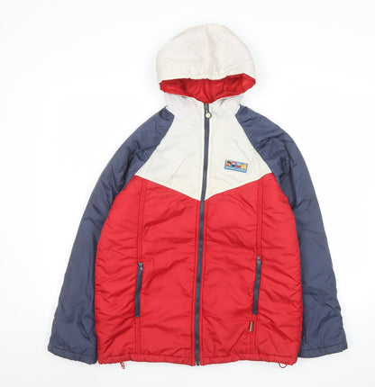 Additional front view of Sesame Street boys’ red blue colourblock hooded puffer jacket 11-12 years