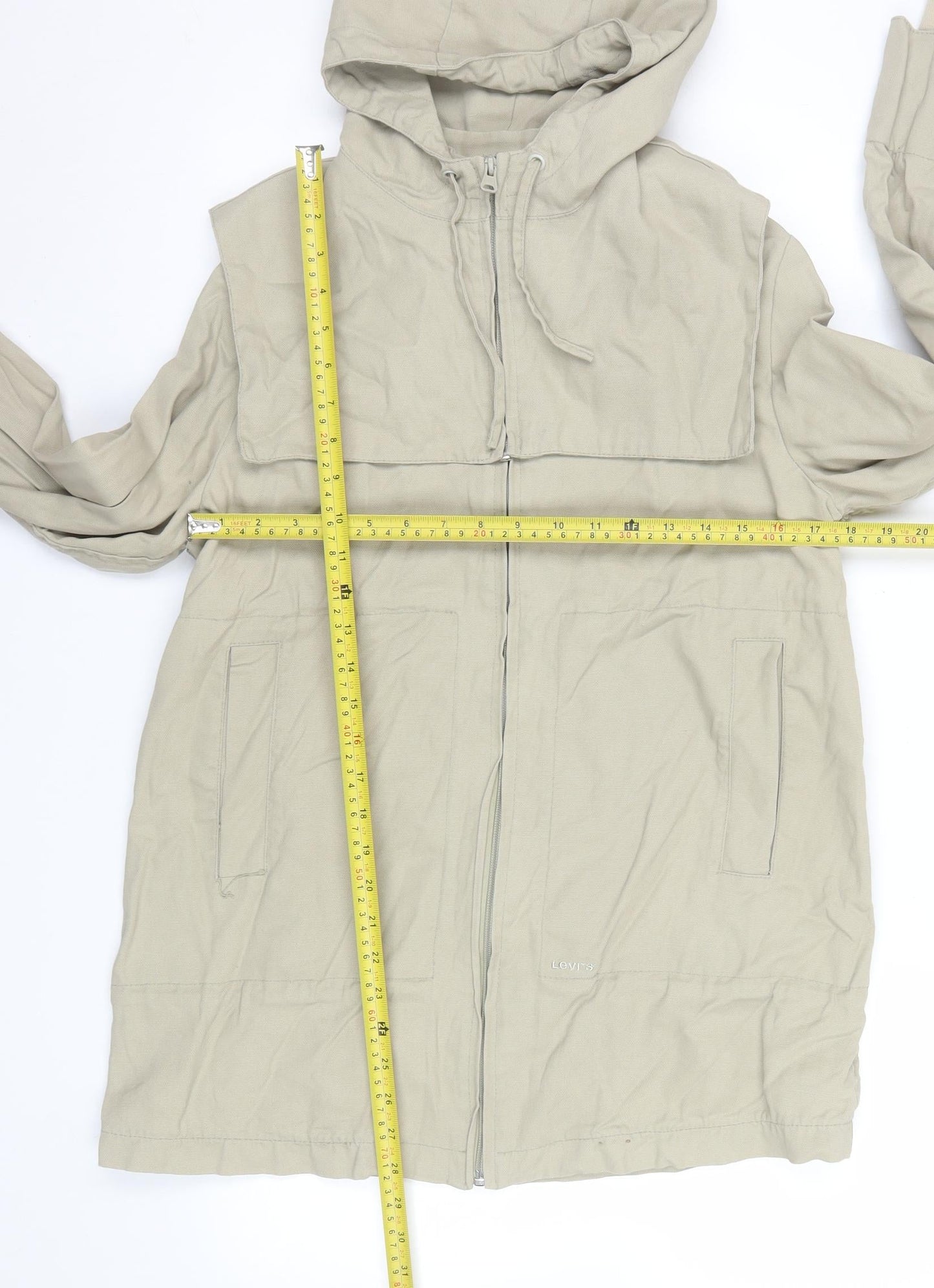 Levi's Red Tab Girls Beige Cotton Hooded Parka Jacket M