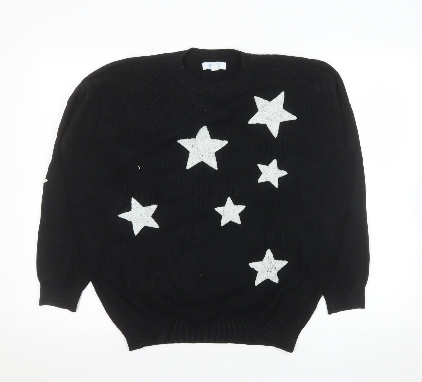 Blue Vanilla Women's Black Star Knit Pullover Jumper M