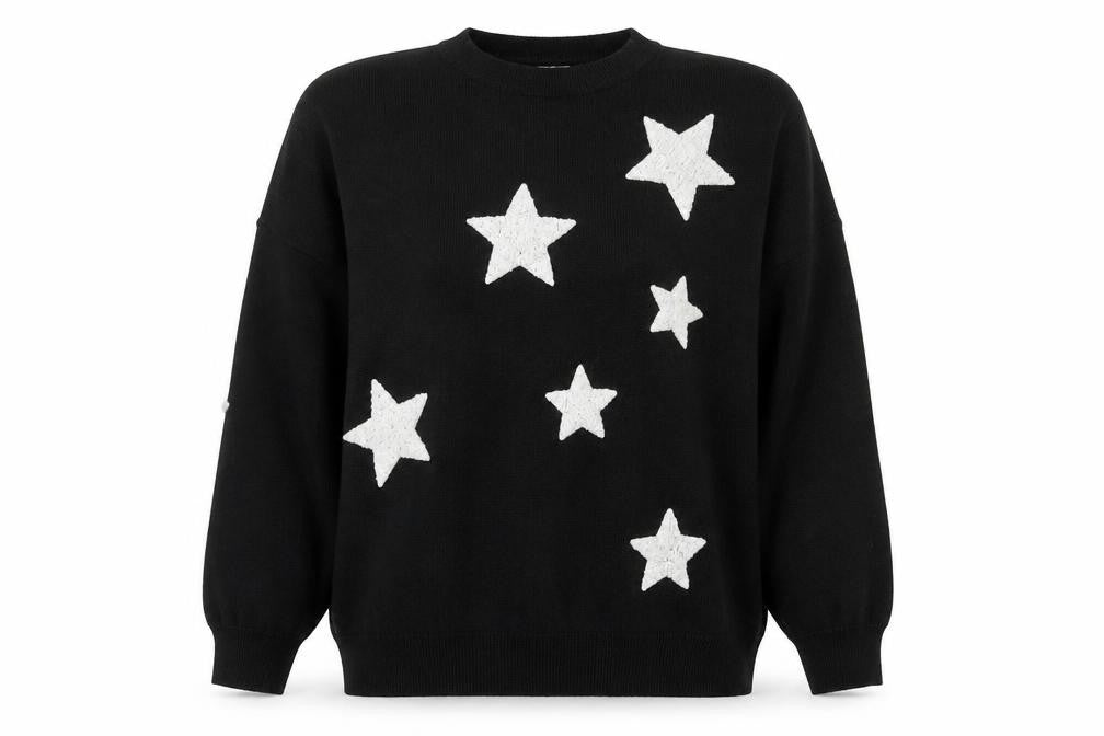 Blue Vanilla Women's Black Star Knit Pullover Jumper M