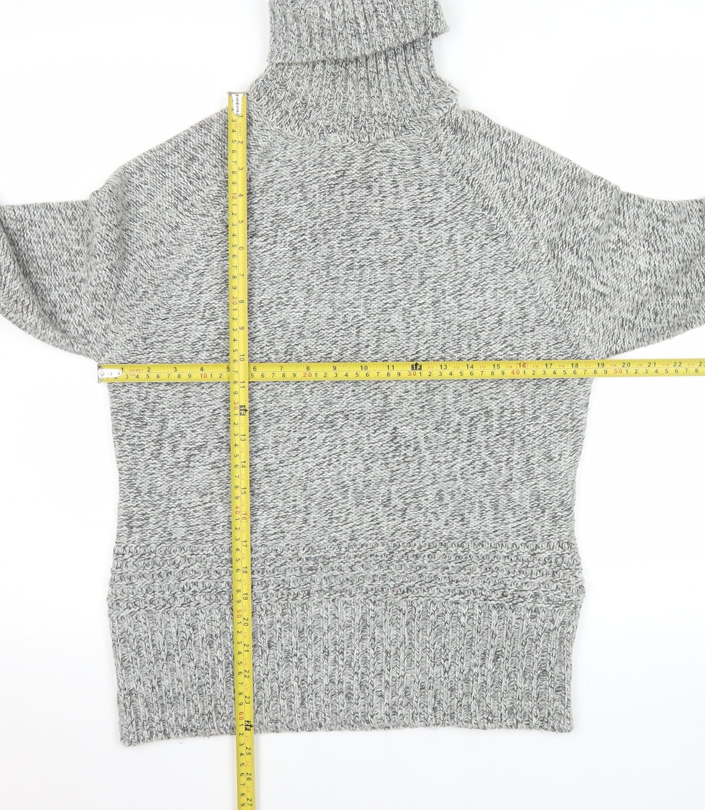 TU Women’s Grey Roll Neck Chunky Knit Acrylic Jumper Size 16